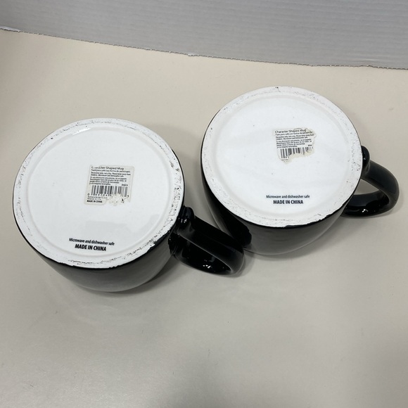 Penguin Duck Oversized Character Shaped Mugs Cups Lot of 2 Black White Orange - Picture 5 of 13